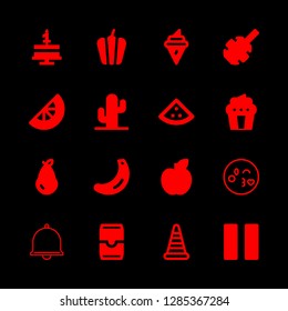 sweet icons set with lemon, cactus and kiss vector set
