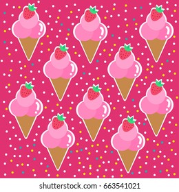 Sweet icream vector on pink background for wallpaper or your business.