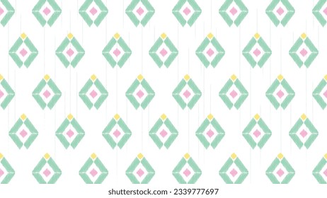 Sweet ikat ethnic design background. Seamless square curvy waves ikat pattern in tribal, Folk embroidery abstract wave art. Ornament print. Design for carpet, clothing, fashion, fabric.