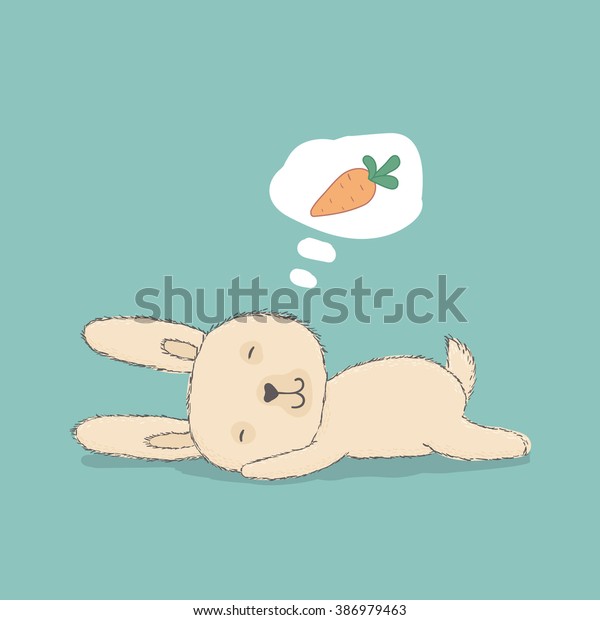 Sweet Illustration Hare Sleeping Set Handdrawn Stock Vector (Royalty ...