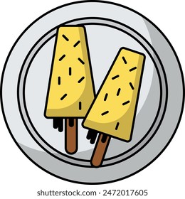 Sweet of the Indian subcontinent and Mughalai frozen dairy dessert vector color icon design, Pan-Asian cuisine symbol, Most Popular Dishes Sign,Casual eats stock illustration, kulfi or qulfi Concept