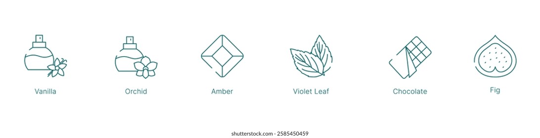  Sweet and Indulgent Fragrance Notes Vector Icon Set