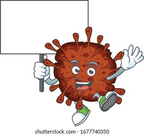 Sweet infection coronavirus cartoon character bring a board