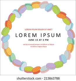 Sweet invitation card with colorful cookies 
