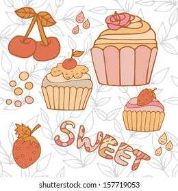 Sweet isolated cupcakes
