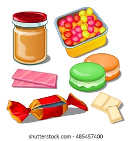 Sweet isolated on a white background. Colorful confections the best gift for the sweet tooth. Vector illustration.

