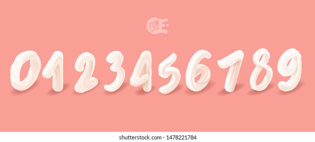 Sweet isometric set of creamy numbers on a pink background for celebration