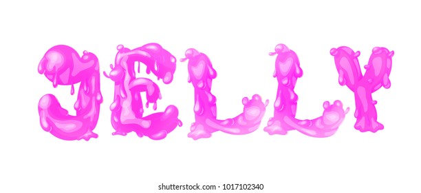 Sweet Jelly lettering realistic cartoon vector illustration