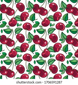 Sweet, juicy cherries. Berry pattern.