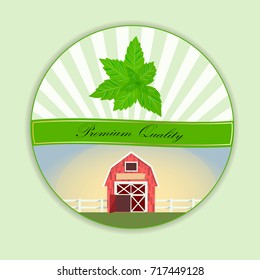 Sweet juicy mint symbol for jam and juice product label or grocery store, shop and farm market design. mint jam, sauce or juice label on a seamless pattern background with soft shadow