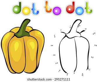 Sweet and juicy pepper. Educational game for kids: connect numbers dot to dot and get ready image. Vector illustration for children