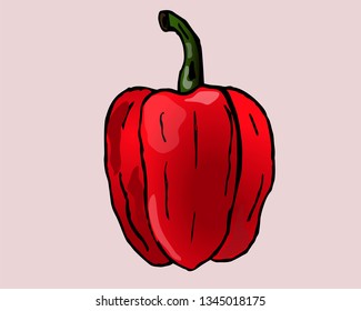 sweet, juicy red pepper, vector