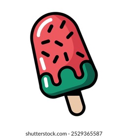 Ilustração de vetor pop de gelo de melancia doce e suculenta