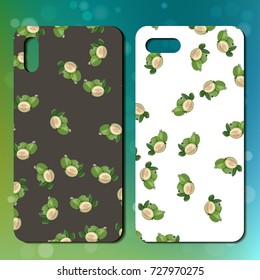 Sweet juicy whole feijoa on back side of smarphone. phone cover design. Best choice for telephone cover or case design