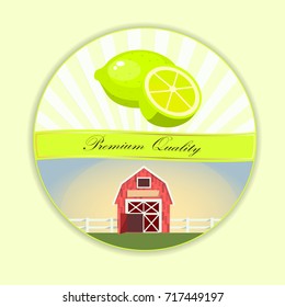 Sweet juicy whole and slice lemon or lime fruit symbol for jam and juice product label or grocery store, shop and farm market design. lime or mojito jam, sauce or juice label