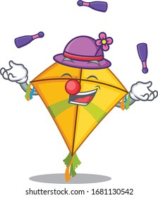 A sweet kite mascot cartoon style playing Juggling