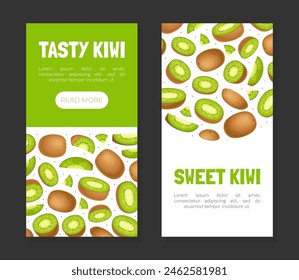 Sweet Kiwi Fruit Banner Design with Green Food Vector Template