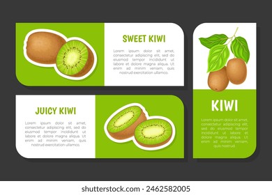 Sweet Kiwi Fruit Label Design with Green Food Vector Template