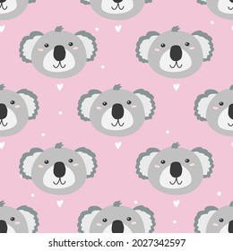 Sweet koala seamless pattern. Kids vector background.