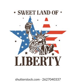 Sweet Land Of Liberty- Vintage 4 de julho Liberty T-shirt design