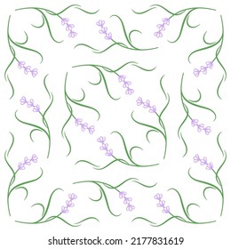 Sweet lavender vector seamless pattern on the white background
