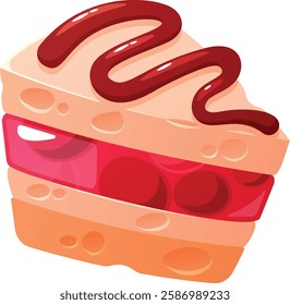 Sweet layered cheesecake vector illustration