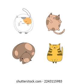 sweet lazy cats. fun postcards, greeting cards. children's patterns. quality hand drawn vectors. eps 10