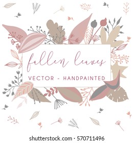 Sweet leaves, branches, flowers, vector hand drawn