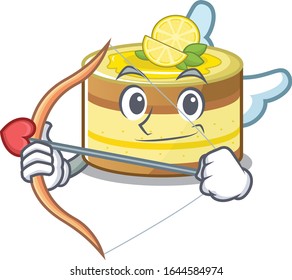 Sweet lemon cake Cupid cartoon design with arrow and wings