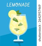 Sweet lemonade vector with lemon slices on light blue background. Ideal for family-friendly summer designs.
