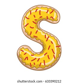 sweet letter S in the form of a donut with blue frosting