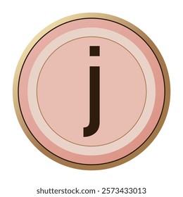 Sweet Letter “j” in Subtle Pink and Gold Frame - Great for Love-Themed Projects