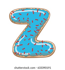 sweet letter Z in the form of a donut with blue frosting