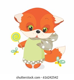 sweet life, beautiful butterflies, interest, little Fox, animal, green eyes