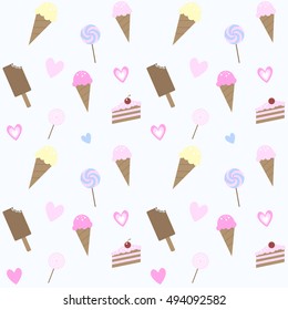 sweet life pattern, ice cream cake candy sweets.