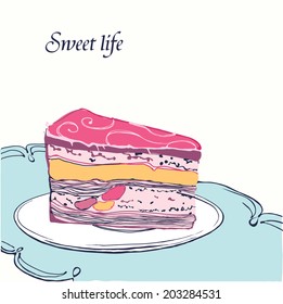 Sweet life vector card with a space for text.