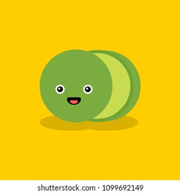 Sweet Lime Fruit Vector Illustration with Smiley Face