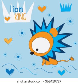 sweet lion with flowers and curls and crowns vector illustration