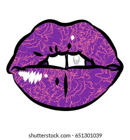 Sweet lips. Modern design deco. Flowers pattern for lips. Vector illustration eps 10.