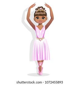 A sweet little ballerina in a shiny dress. Vector illustration