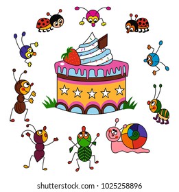 Sweet little bugs want to eat the cake