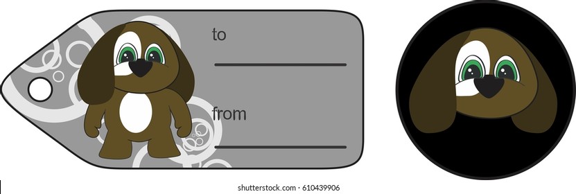 sweet little chubby dog cartoon gift card in vector format very easy to edit