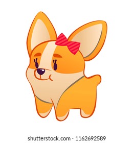 Sweet little Corgi. Dog on white background. Flat vector illustration