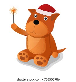 Sweet little dog. Cheerful, friendly New Year character.