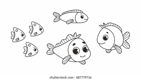 Sweet little fish. Vector illustration for kids
