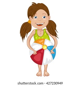 Sweet little  girl with beach ball
