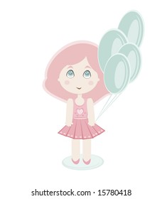 sweet little girl. cartoon vector illustration