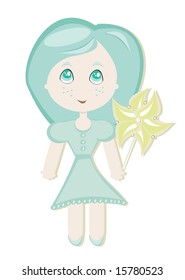 sweet little girl. cartoon vector illustration