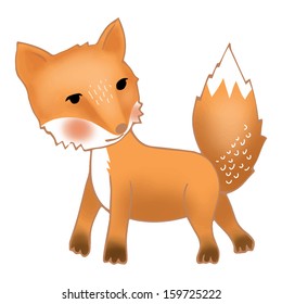 Sweet little isolated cartoon fox