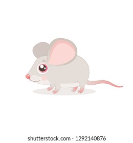 Sweet Little Mouse Vector Illustrations. Cute Mouse In Baby Cartoon Style. Mice On A White Background. Lonely Gentle Mouse.